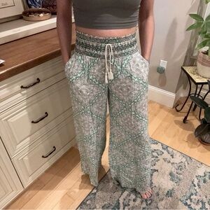 Green Patterned Women's Pants